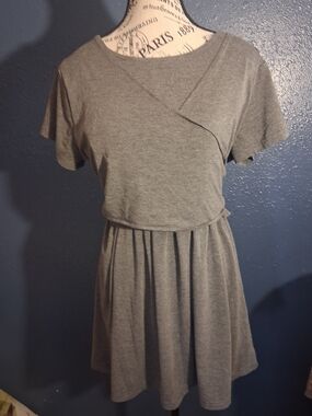 Sofsy Marnity Grey Knit Wrap Nursing Tunic Large